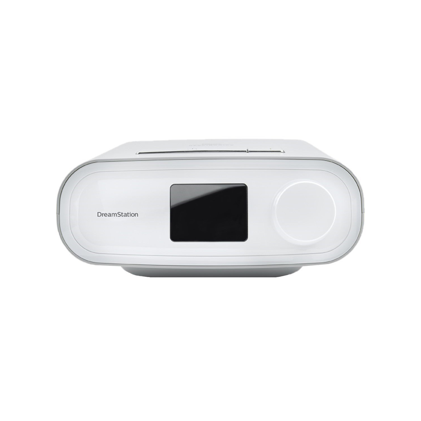 Front view of Philips Respironics DreamStation Auto CPAP with display and rotary knob